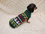 Christmas sweater for dog bright festive costume , Holiday New Year warm clothes pet apparel outfit dachshund jamper photo shoot