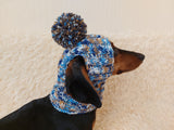 Rainbow snood hat for dogs, rainbow hat for dachshunds with open ears