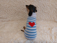Sweater with hearts, wool sweatshirt for dog, hoodie for dachshund with heart