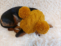 Hat for dog with two pompons, hat for dachshund with two pompons