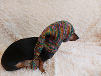 Winter Christmas clothes for dogs knitted hat with pompon, doxie clothes, doxie hat