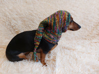 Winter Christmas clothes for dogs knitted hat with pompon, doxie clothes, doxie hat