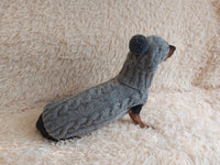 Alpaca coat and hat for dogs, knitted dachshund clothes sweater and hat, winter dachshund suit sweater and hat