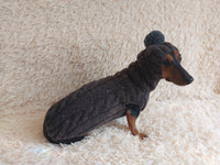 Alpaca coat and hat for dogs, knitted dachshund clothes sweater and hat, winter dachshund suit sweater and hat