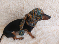 Christmas bright outfit dog hat with pompom,dachshund hat,Christmas clothes for dog photo shoot