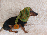 Christmas bright outfit dog hat with pompom,dachshund hat,Christmas clothes for dog photo shoot