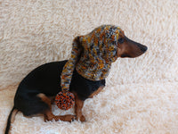 Christmas bright outfit dog hat with pompom,dachshund hat,Christmas clothes for dog photo shoot