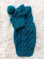 Alpaca wool costume with classic arana sweater and hat for dachshund or small dog, winter set sweater and hat for dogs