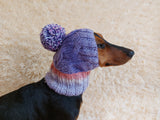 Dog hat with pom poms wool, warm hat for dachshund, wool hat for small dogs