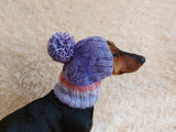 Dog hat with pom poms wool, warm hat for dachshund, wool hat for small dogs