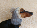 Dog hat with pom poms wool, warm hat for dachshund, wool hat for small dogs