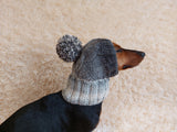 Dog hat with pom poms wool, warm hat for dachshund, wool hat for small dogs