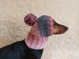 Dog hat with pom poms wool, warm hat for dachshund, wool hat for small dogs