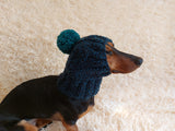 Dog hat with pom poms wool, warm hat for dachshund, wool hat for small dogs