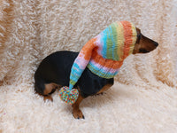 Winter Christmas clothes for dogs knitted hat with pompon, doxie clothes, doxie hat