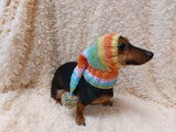 Winter Christmas clothes for dogs knitted hat with pompon, doxie clothes, doxie hat
