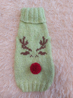Reindeer with pompom nose for pet dog sweater christmas dog outfit deer sweater