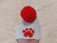 10 color Paw print dog hat with open ears and pompom