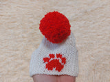 10 color Paw print dog hat with open ears and pompom