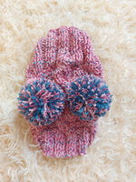 Rainbow Dog Snood Hat with Two Pom Poms