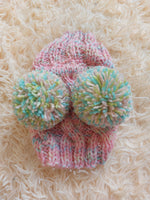 Rainbow Dog Snood Hat with Two Pom Poms