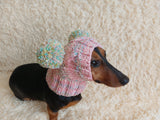 Rainbow Dog Snood Hat with Two Pom Poms