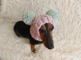 Rainbow Dog Snood Hat with Two Pom Poms