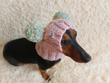 Rainbow Dog Snood Hat with Two Pom Poms