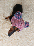 Rainbow Dog Snood Hat with Two Pom Poms