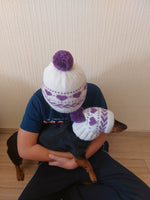 Mother and dog hat snood set, family hostess and dachshund hat snood set