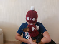 Mother and dog hat snood set, family hostess and dachshund hat snood set