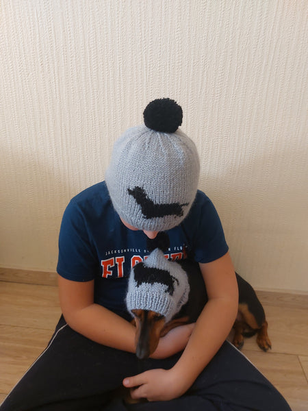 Angora Wool Mom and Dog Matching Hats, Mom and Pet Photo Shoot Hat Set, Dog Lover Gift