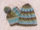 Angora Wool Snood Hat Set for Mom and Dog, Snood Hat Set for Housewife and Dachshund, Mom and Dachshund with Pompoms