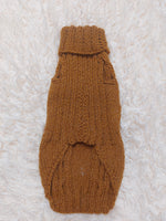 Warm wool sweater for dog with aran patch bear and bow