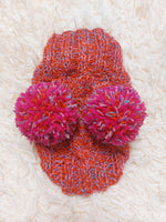 Pet snood hat winter warm wool snood hat for small dogs with two pom poms pet gift dog gift
