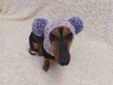 Christmas Clothes Pet Outfit Pom Pom Hat, Pet clothes winter warm wool snood hat for small dogs with pompom, pet gift, dog gift