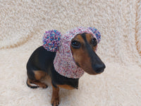 Christmas Clothes Pet Outfit Pom Pom Hat, Pet clothes winter warm wool snood hat for small dogs with pompom, pet gift, dog gift