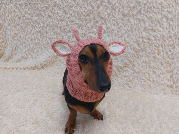 Christmas Deer Wool Dog Snood Hat