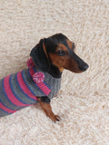 Christmas Striped Dog Sweater With Pom Poms-green red white stripe christmas clothes for pets