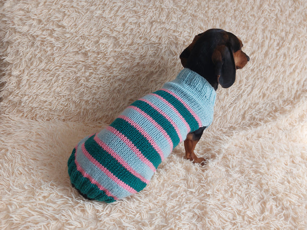 Multi color green pink blue pet clothes striped dog sweater