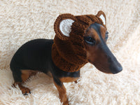 Pet cloches bear hat snood, dog clothes hat snood bear