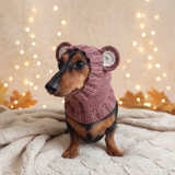 Pet cloches bear hat snood, dog clothes hat snood bear