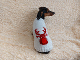 Christmas deer sweater for dog, christmas deer sweater for miniature dachshund, christmas dog clothes