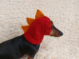 Dinosaur hat for dog, dinosaur dachshund knitted hat, dino dog clothes