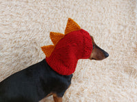 Dinosaur hat for dog, dinosaur dachshund knitted hat, dino dog clothes