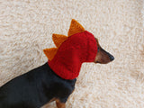Dinosaur hat for dog, dinosaur dachshund knitted hat, dino dog clothes