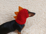 Dinosaur hat for dog, dinosaur dachshund knitted hat, dino dog clothes