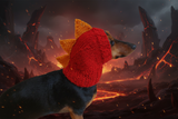 Dinosaur hat for dog, dinosaur dachshund knitted hat, dino dog clothes
