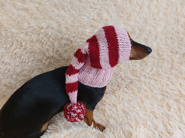 Christmas Santa Hat For Pet With Pompom Holiday Clothes Dog Hat
