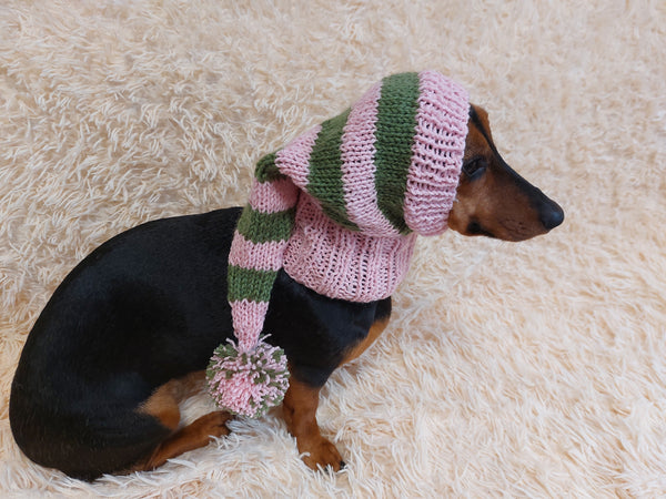 Christmas Santa Hat For Pet With Pompom Holiday Clothes Dog Hat